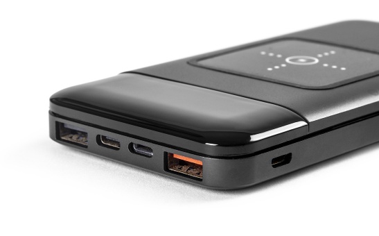 Bateria zewnętrzna o pojemności 10 000 mAh z funkcją ładowania bezprzewodowego