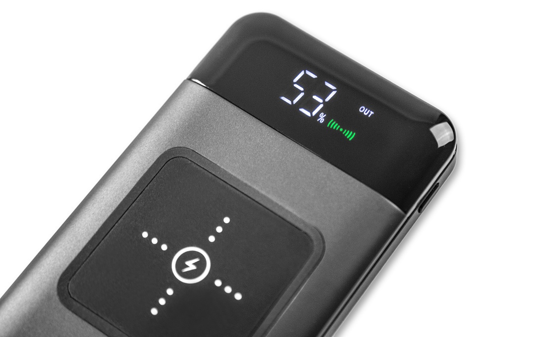 Bateria zewnętrzna o pojemności 10 000 mAh z funkcją ładowania bezprzewodowego